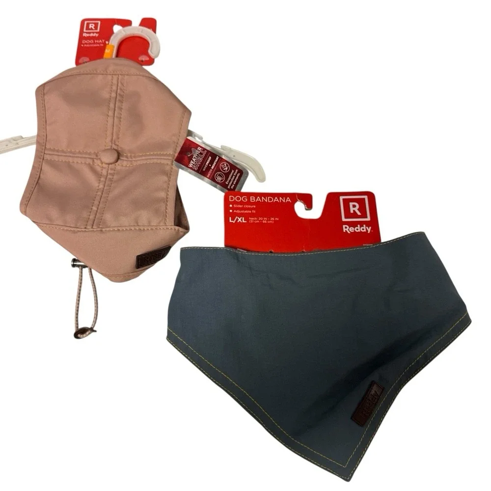 Reddy‎ dog Pink hat weather shell + Gray Bandana Sz: L/XL water-resistant